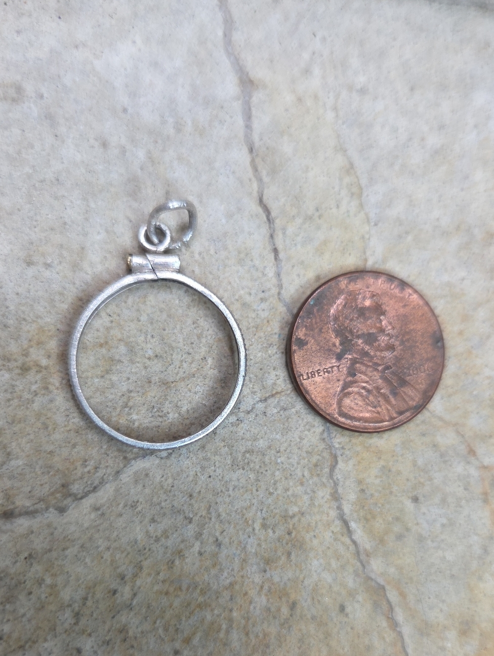 Sterling Silver Round Locket Pendant Bezel Penny Holder